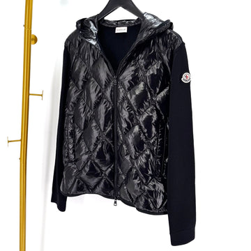Moncler Wool Knit Hooded Padded Jacket Black 149853520