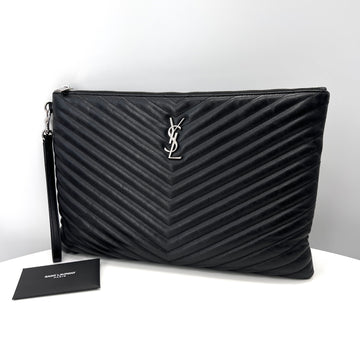Saint Laurent Matelassé Women's Clutch Bag Black Large 149856036