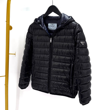 Prada Triangle Logo Hooded Lightweight Padded Jacket Black (292009) 149857338