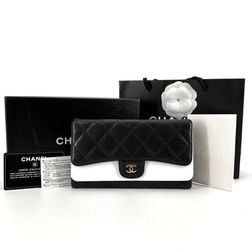 CHANEL Klassische Kaviar Goldene Klappe Brieftasche 18er Serie 149868295