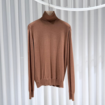 HERMES M / カシミヤシルク ブラウン タートルネック ニット 149869850