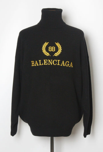 Balenciaga Embroidered Logo Cashmere Turtleneck Knit S 149871913