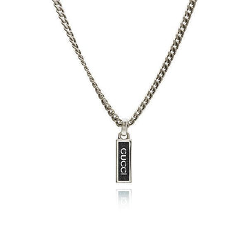Gucci Enamel Logo Silver Necklace 144594266 [P]
