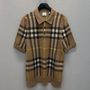 BURBERRY チェックパターンポロニット半袖Tシャツ 100 149914997