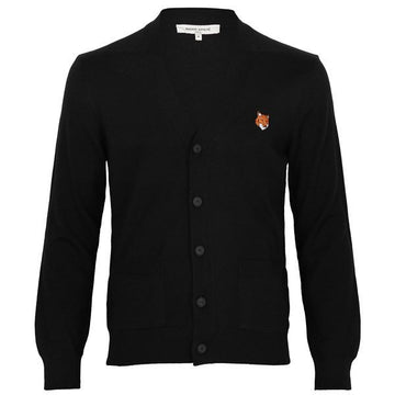 Maison Kitsune Black Fox Head Wool V-Neck Cardigan 149969280 [P]