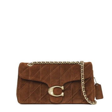 COACH Teddy Schultertasche aus Wildleder in warmem Braun mit gestepptem Kettenriemen CCK49 B4WBR 149976930