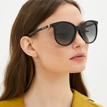 JIMMY CHOO ILANA F SK 26S9O Sonnenbrille, runde Cat-Eye, Kunststoff, schwarz 122652392