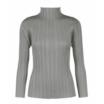 Pleats Please Issey Miyake Women's Gray Basic Top PP59JK104 12 150076942