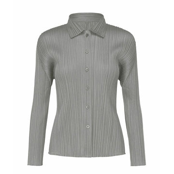 Pleats Please Issey Miyake Women's Grey Basic Shirt PP59JJ105 12 150077083