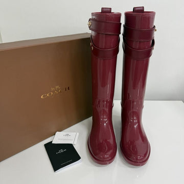COACH タリア 光沢トールバーガンディ レインブーツ 男女兼用 カジュアル長靴 SH190326-01 150077317