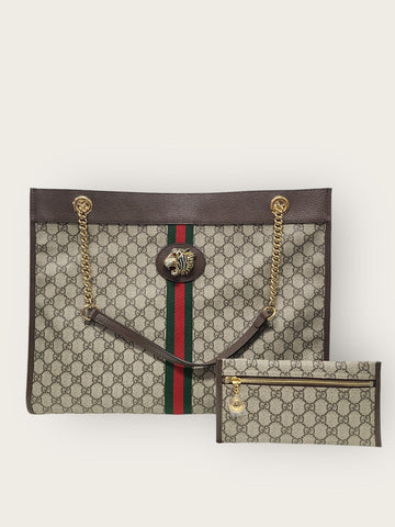 GUCCI GG Supreme Canvas Tiger Head Web Lazos Schultertasche Large 150079767