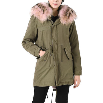 MR & MRS ITALY Raccoon Fur Sheepskin Parka Jacket Khaki 375304 147451213