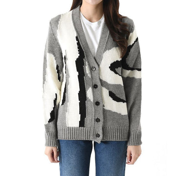 MSGM Maxi Logo Intarsia Wool Cardigan Grey 3341MDM149 227776 96 147660442