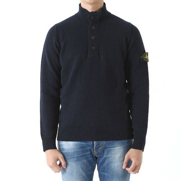 Stone Island High Neck Button-Up Ramswool Knit Navy 7915540A3 A0020 146234231