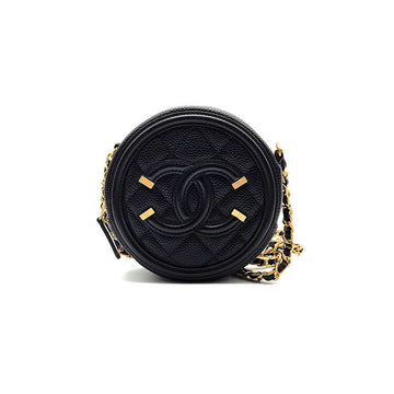 CHANEL キャビア コスメティック タンバリン ラウンド ミニ クロスバッグ L921476 150079283
