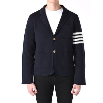 Thom Browne Diagonal Merino Wool Knit Jacket Navy 00014 415 146392029