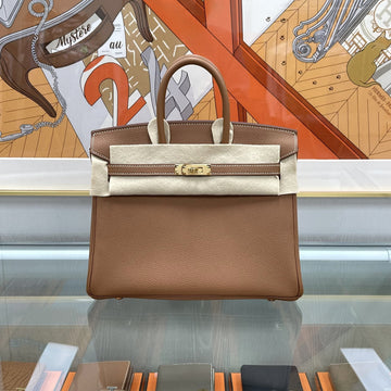 HERMES Birkin 25 Gold Togo H041344 stamp 150217055