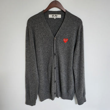 COMME DES GARCONS [XL] チャコール レッドワッペン メンズ カーディガン AZ-B008 150217071