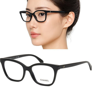 CHANEL Brille CH3463 C622 Schwarz Horn Rahmen Modern Quadrat Einfach Herz Logo Dekoration 144719828