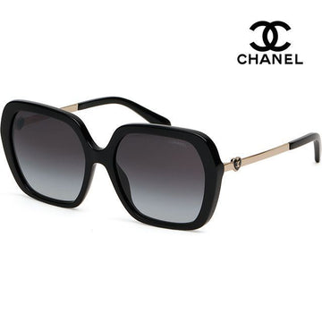 CHANEL Sonnenbrille CH5521 C622/S6 Oversize Rechteck Schwarz Hornrahmen Herz-Applikation 140223147