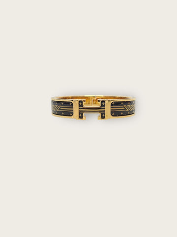 Hermes Black Gold Graffiti Click H Bracelet 150217412