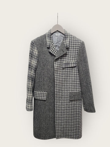 Thom Browne Gray Chesterfield Funmix Check Wool Coat 150217423