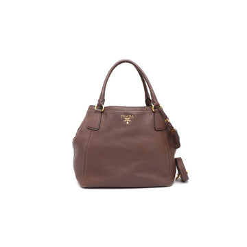 Prada BN2534 Gold-Plated Dark Brown Vitello Dino Shoulder Bag 95625768 150233590