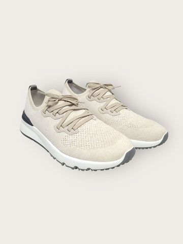 BRUNELLO CUCINELLI Ivory Strick Baumwolle Runner Sneaker 46 150251040