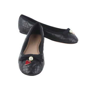 DIOR カナージュ キルティング ハートチャーム バレエ フラット シューズ 36 36361Y 150257407