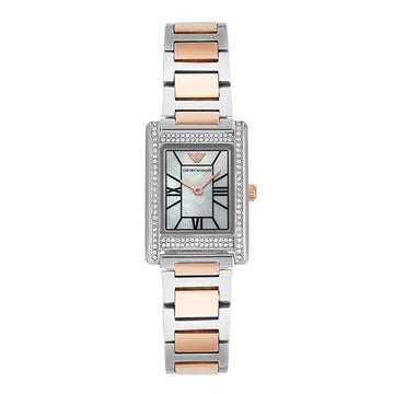 ARMANI Genni Damen Metallarmbanduhr mit Perlmutt Quadrat AR11626 144730785
