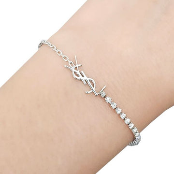 Saint Laurent Cassandra Rhinestone Charm Chain Bracelet (712345 Y1526 8162) 150277967