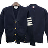 Thom Browne Milan Stitch Asymmetric Four-Bar Cardigan Navy (FKC207A 00014 415) 150277989 [P]