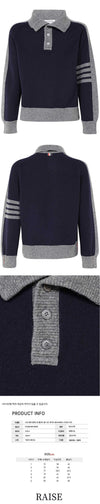 Thom Browne Diagonal Armband Relaxed Fit Pullover Wool Knit Navy MKA468A Y1026 415 55595604 [P]
