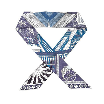 HERMES オブジェ ド キュリオジット シルク ツイリー スカーフ L825526 150278964