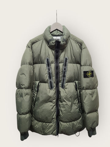 STONE ISLAND 21FW Kaki Crinkle Padded Jacket ohne Kapuze 3XL 150319889