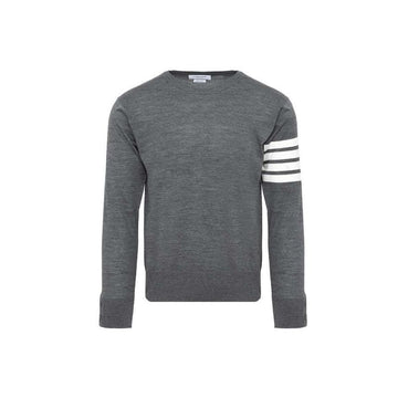 THOM BROWNE 26SS diagonales Armband Klassisches Rundhals-Pullover Strickpullover Mediumgrau MKA002A Y1014 038 150342207