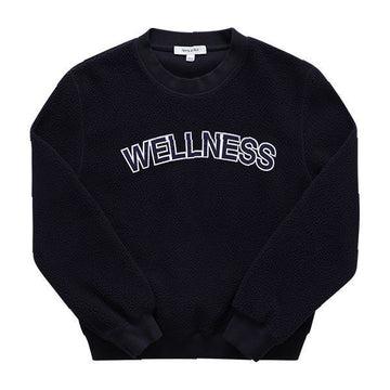 SPORTY & RICH CR666NA NAVY SHERPA CAPSULE Wellness Sherpa Boucle Cropped Women’s Sweatshirt 144731309 [P]
