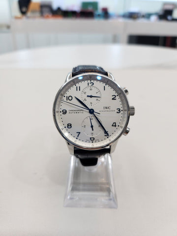 IWC Portugieser Chronograph Blue Hands Leather Band Auto 41mm Men's Watch IW3714 150363209