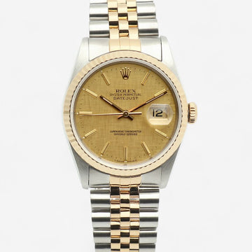 Rolex Datejust 36 Men's Combi Watch Bokashi Linen Dial Index 16233 1990 150396940