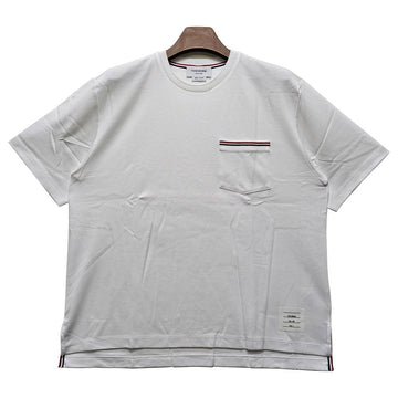 THOM BROWNE Oversize-T-Shirt mit Taschen und drei Streifen aus Milano Baumwolle 07323 100 150399696