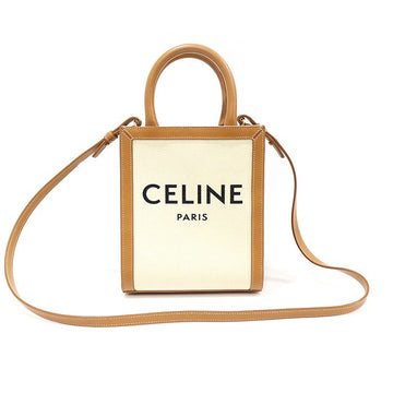 CELINE 193302BNZ.02NT ナチュラル コットン キャンバス タン カーフスキン カバス ミニ バーティカル 2WAY 150403751