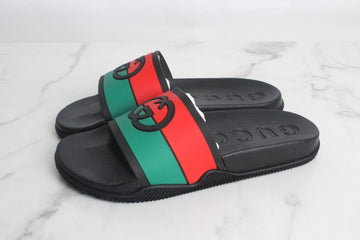 GUCCI Interlocking G Slide Sandalen Schwarz Gummi 7(260) 150405326