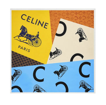 CELINE 26SS スクエア シルクツイル ブルークリームイエロー 2AW902Q32 GGO0 150437544