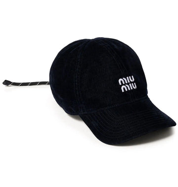 MIU MIU 26SS ベロア ベースボール キャップ ブルー ブラック 5HC369 2CUA F0Q10 150442019