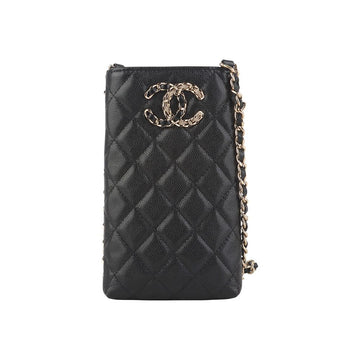 CHANEL Classic Caviar Gold CC Chain Phone Holder Crossbody Bag 36420 150443036