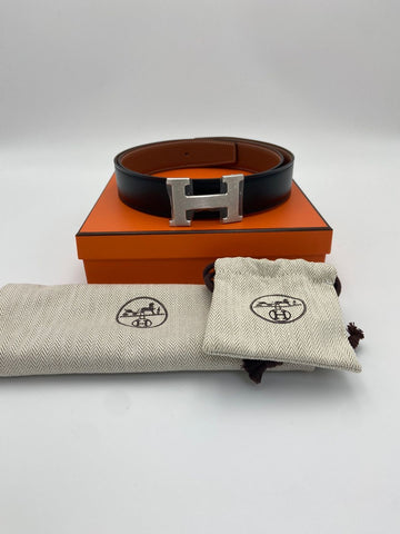 HERMES Herren wende Gürtel 32mm schwarz/silber H073967CAAA 149513032