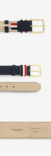 Thom Browne Pebble Grain Triple Stripe Tab Belt 150429499 [P]