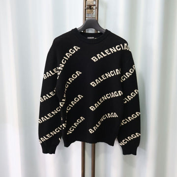 BALENCIAGA Multi-Logo schwarze Wollstrickjacke L/105 150458684