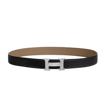 Hermes H Buckle Reversible Double-Sided 32mm Black Safari Silver Matte Men's Leather Belt H064544CB86 150458853