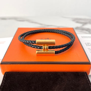 Hermes Tunisie Tresor Gold Black Bracelet T5 150479773